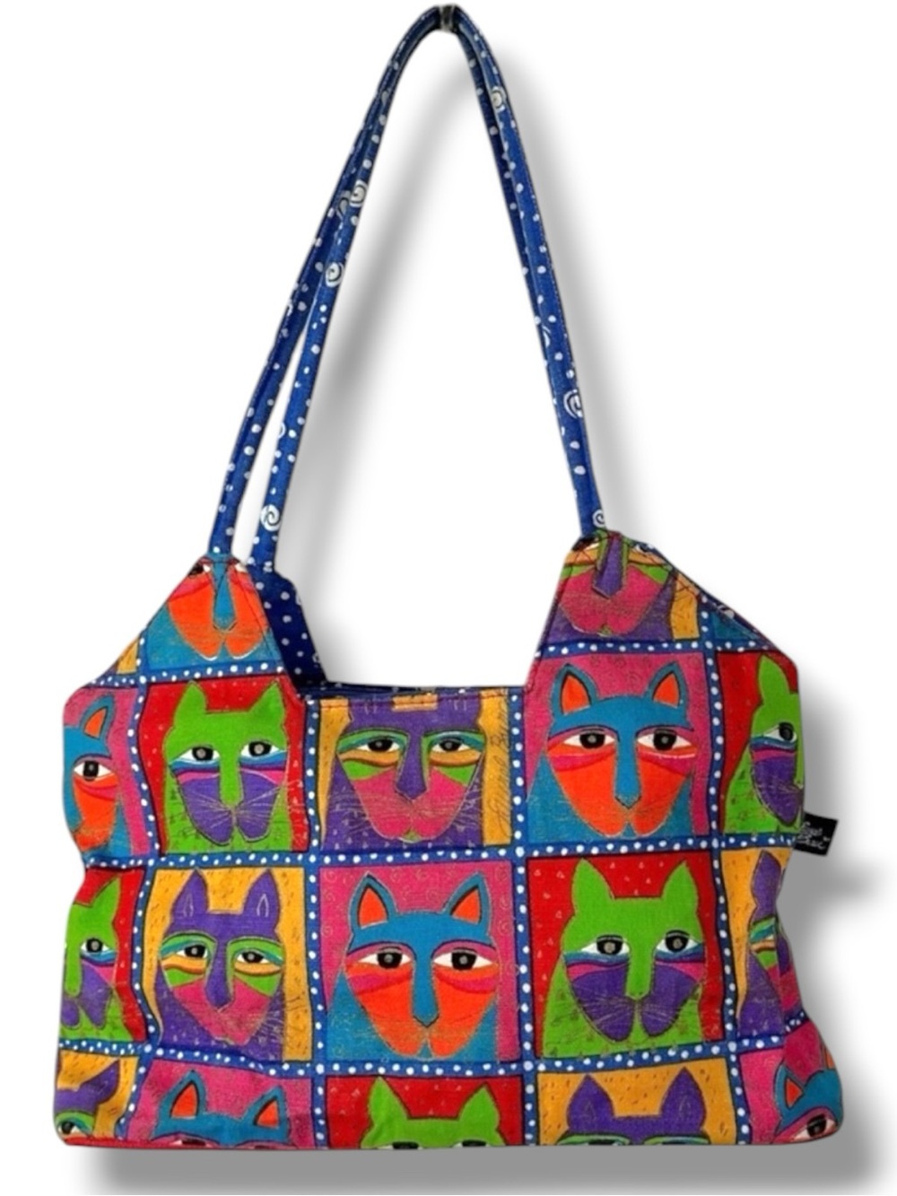 Vintage Y2K Laurel Burch Cat Shoulder Bag Embroidered Embellished Sequin Retro